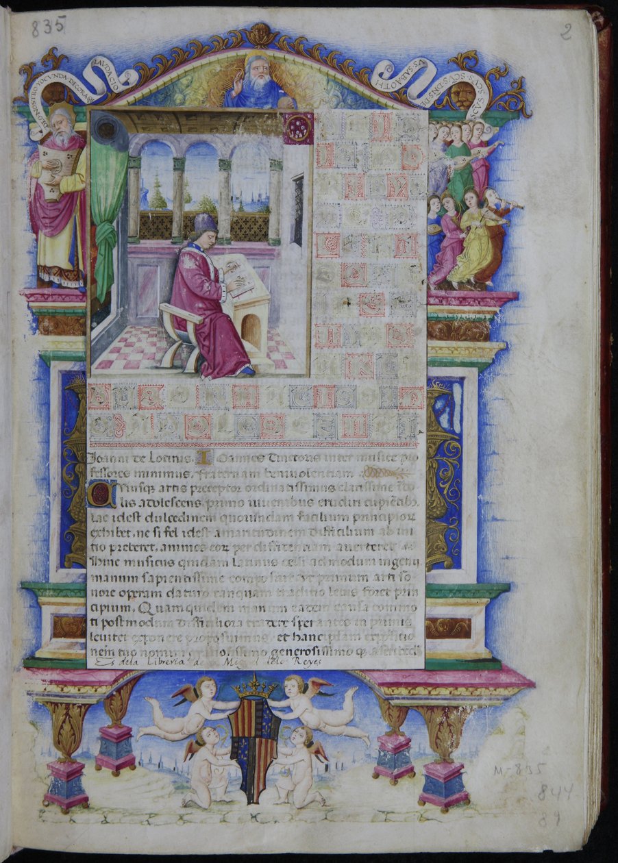 Portræt af Johannes Tinctoris Fra Opus musices Joannis Tinctoris, 1483 af Nardo Rapicano