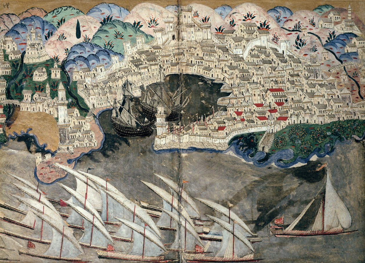 Den osmanniske flåde blokerede havnen i Marseille i 1543 af Nasuh Al Silahi