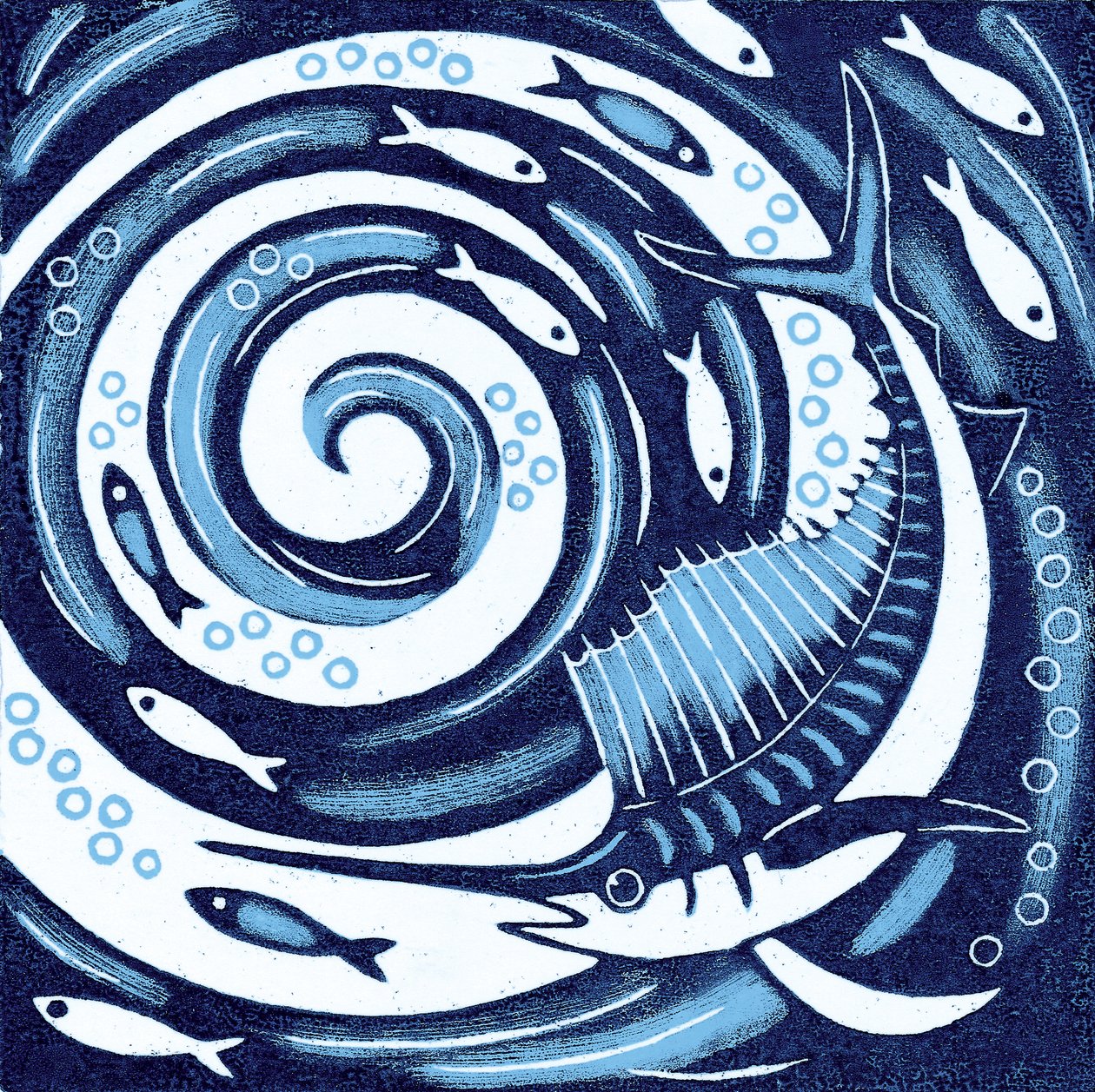 Sailfish, 2010 (farvetræsnit) af Nat Morley