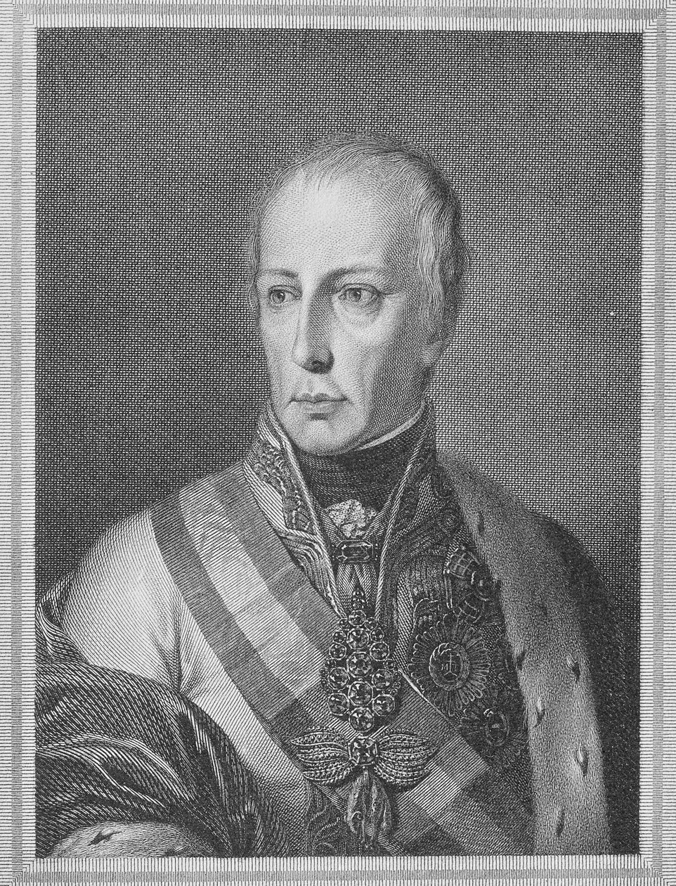 Frans II, den hellige romerske kejser, graveret af Giuseppe Longhi af Natale Schiavoni