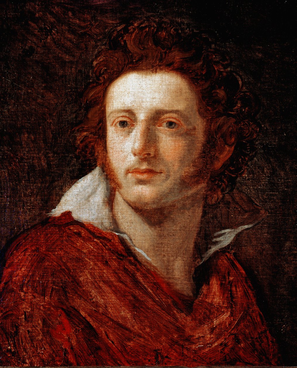 Portræt af den italienske digter og dramatiker Ugo Foscolo (1778-1827) Maleri af Natale Schiavoni (1777-1858) Firenze fra det 19. århundrede, Galleria d