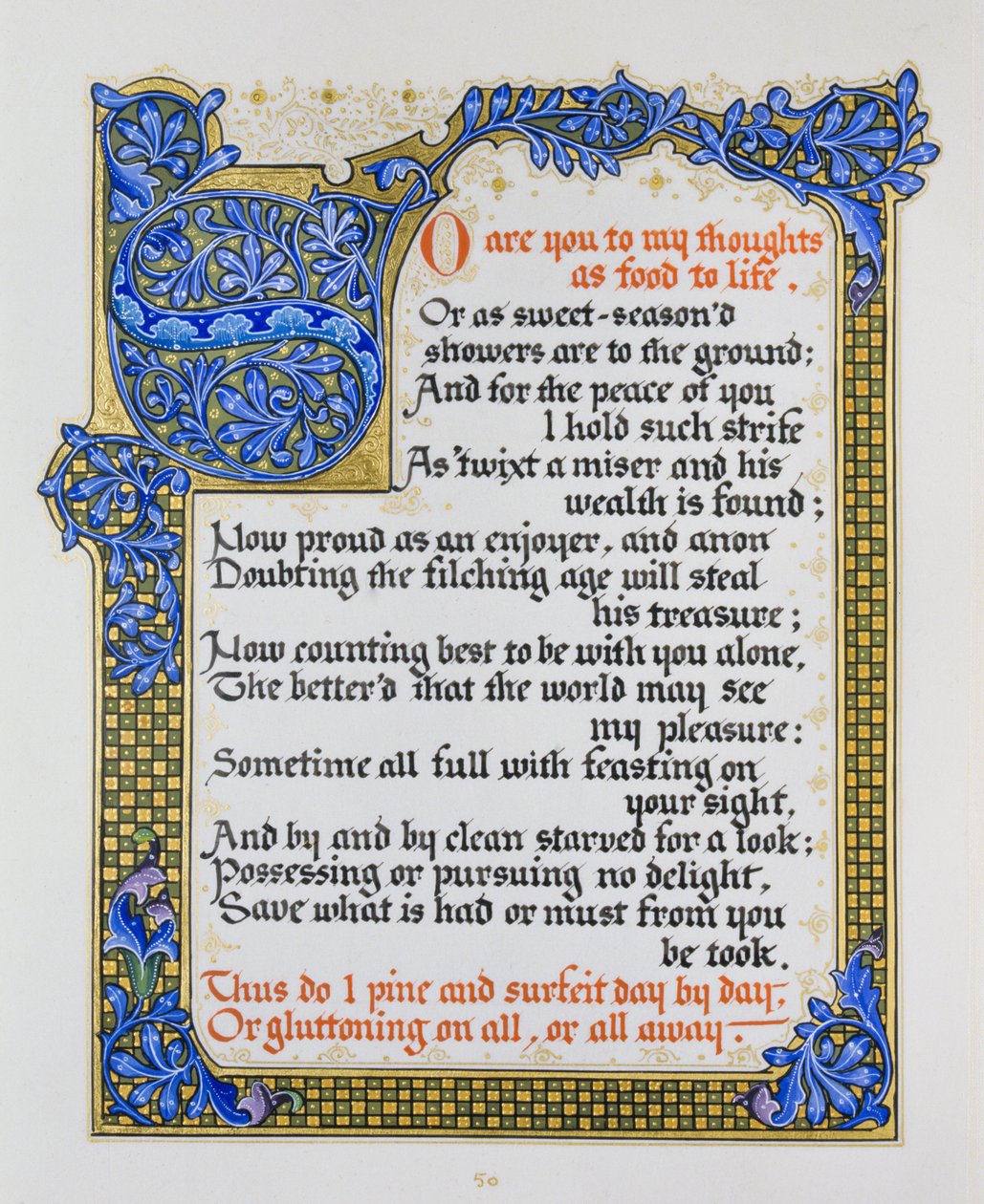 Side med Shakespeares sange og sonetter med illumination af Nathan Benn
