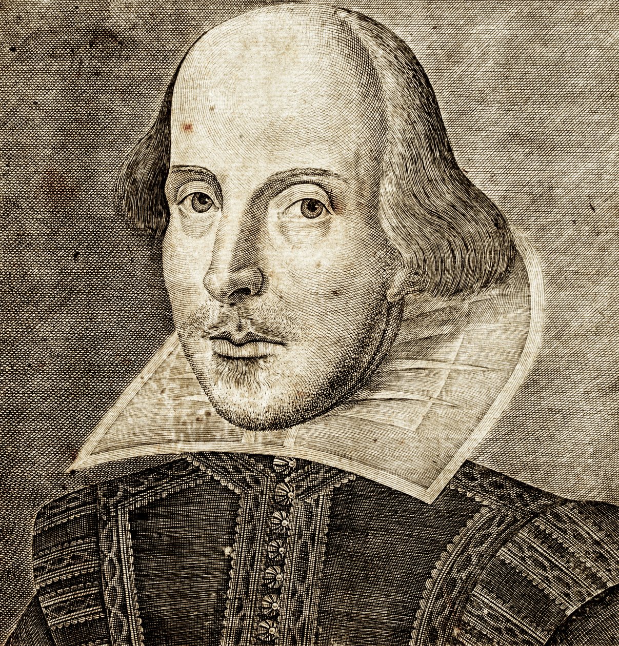 Portræt af William Shakespeare på frontispice af Comedies, histories,  tragedies i... af Nathan Benn
