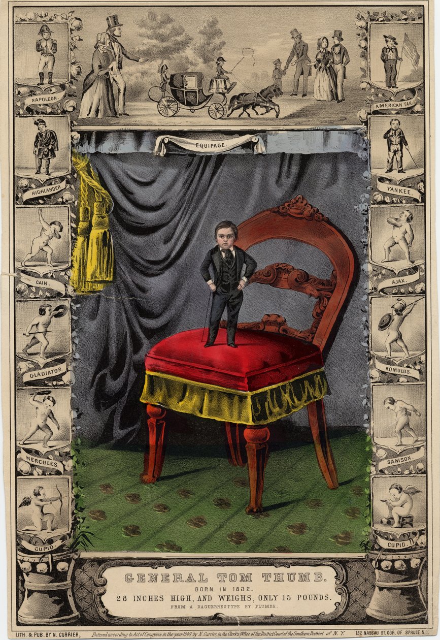 General Tom Thumb, udgivet af N. Currier, New York, fra en daguerreotypi af Plumber, 1849 af Nathaniel Currier
