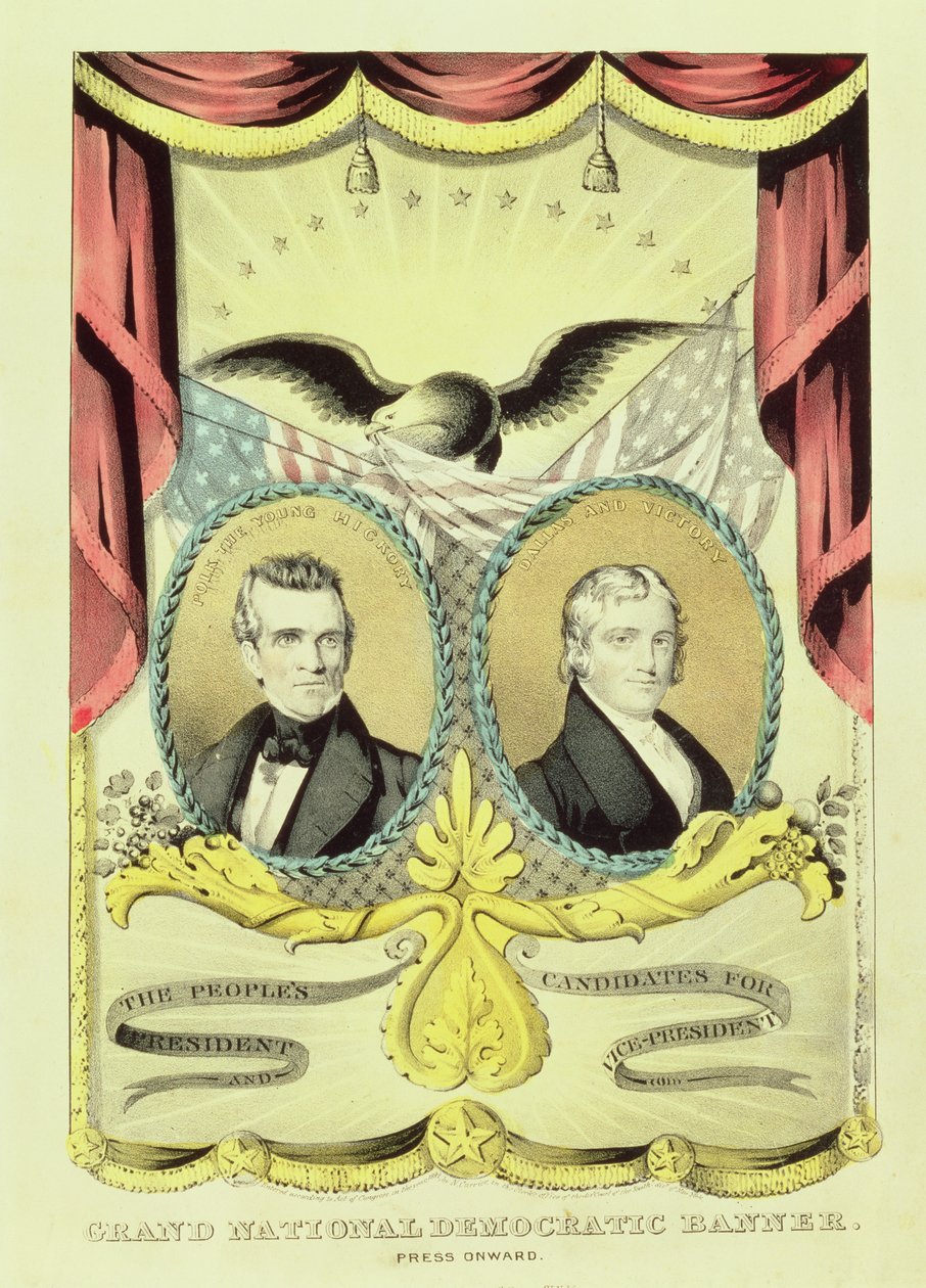 Grand National Democratic Campaign plakat, 1844 af Nathaniel Currier