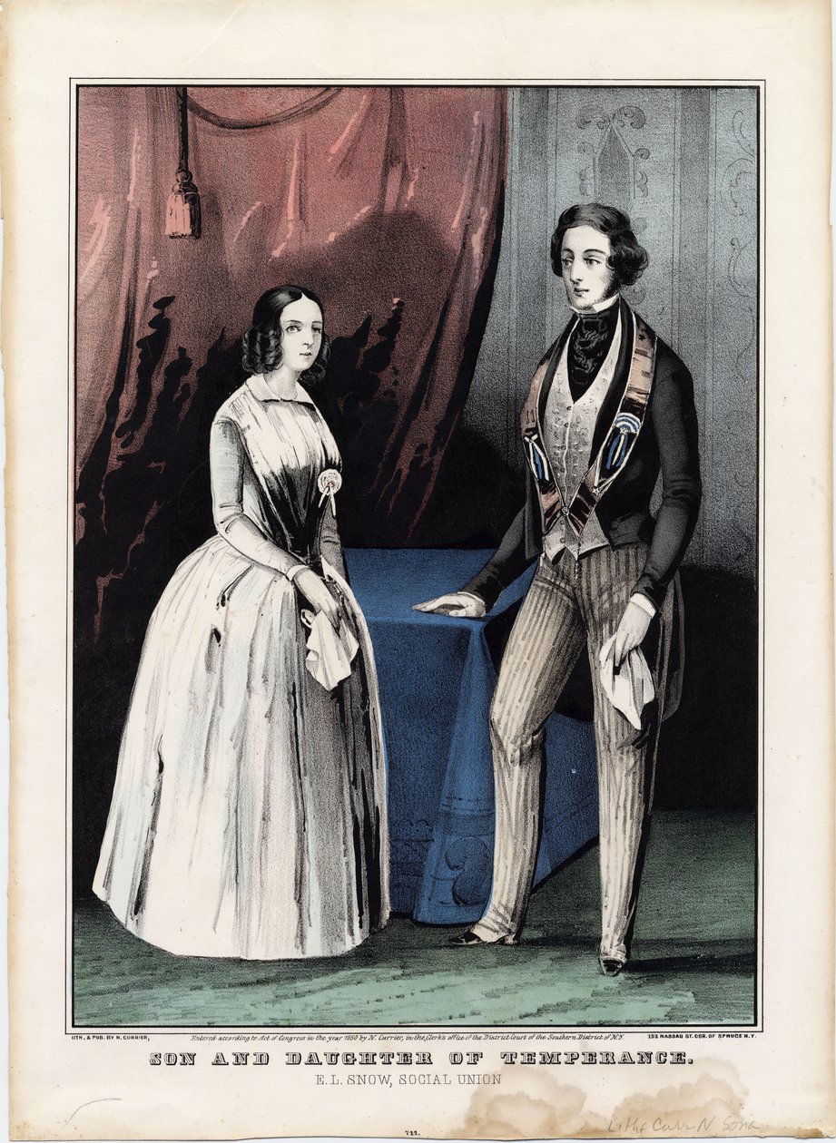 Afholdens søn og datter: E.L. Snow, Social Union, 1850 af Nathaniel Currier
