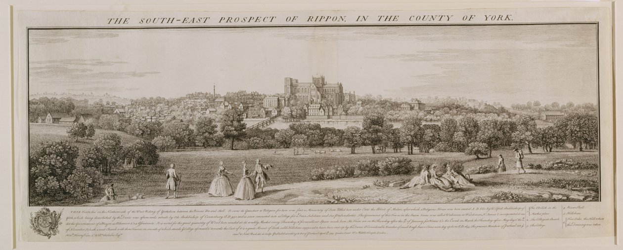 The South-East Prospect of Rippon, 1731-48 (linjegravering) af Nathaniel and Samuel Buck