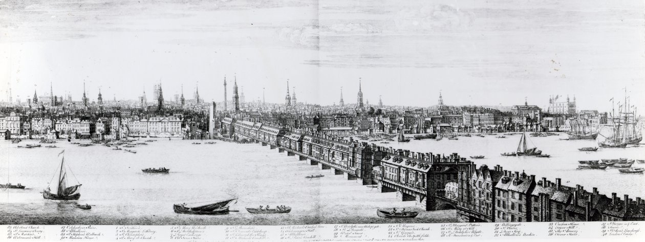 West Front of London Bridge, 1749 af Nathaniel and Samuel Buck