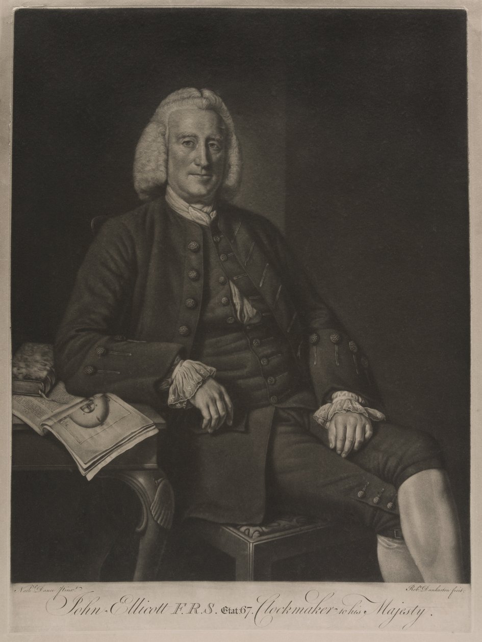 Portræt af John Ellicott F.R.S. (gravering) af Nathaniel (after) Dance Holland