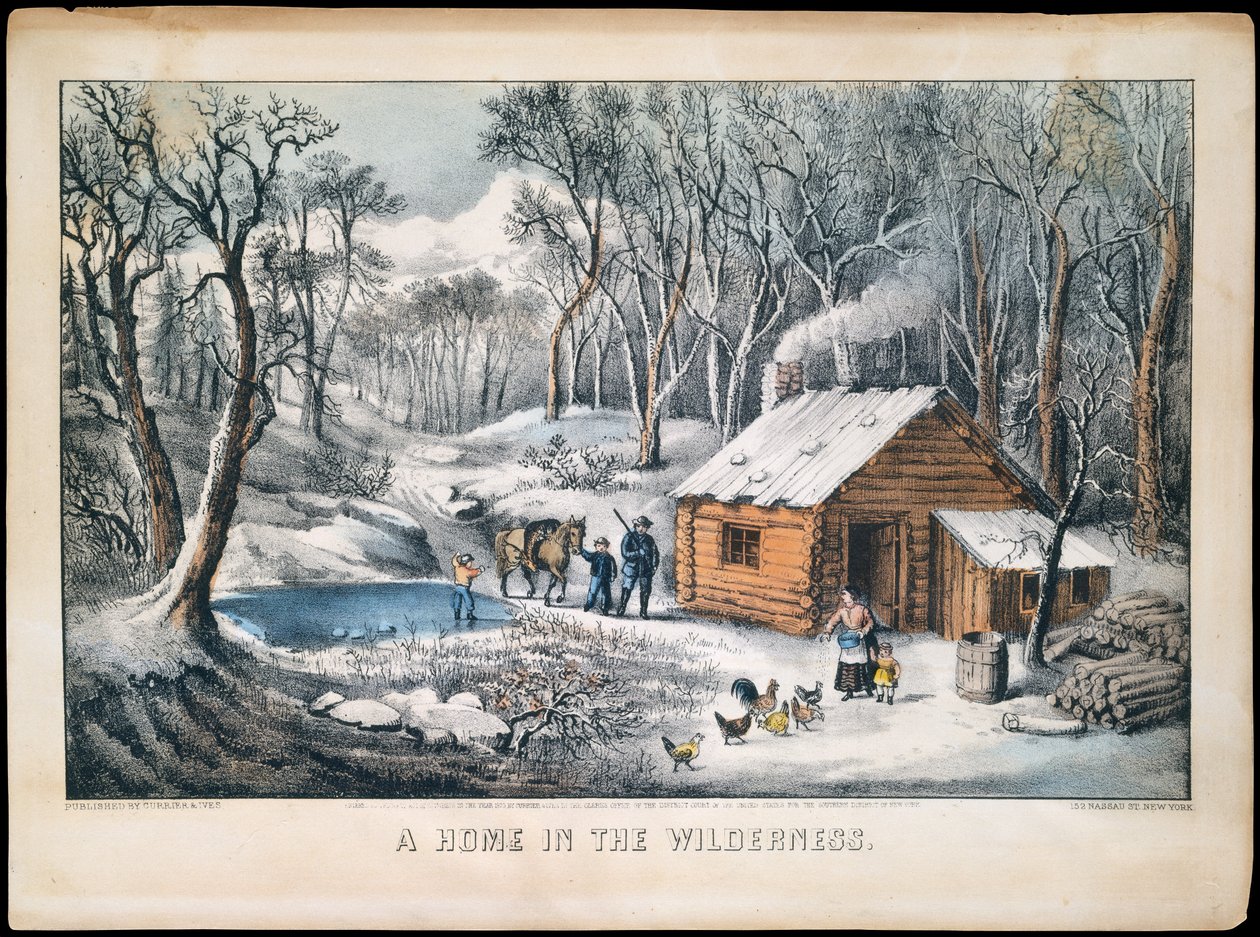 A Home in the Wilderness, 1870., 1870. Skabere: Nathaniel Currier, James Merritt Ives, Currier og Ives. af Currier and Ives