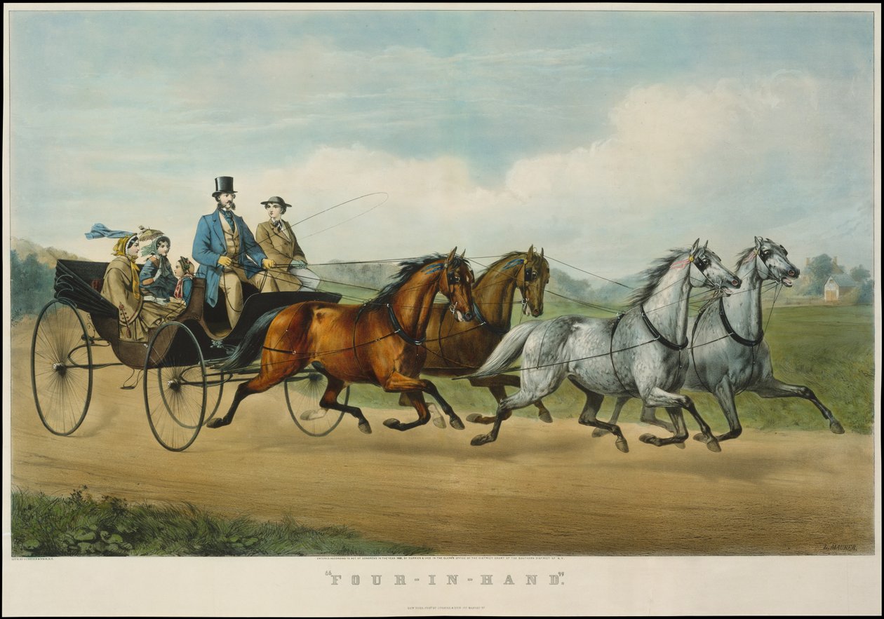 Four-in-Hand, 1861., 1861. Skabere: Nathaniel Currier, James Merritt Ives, Currier og Ives. af Currier and Ives