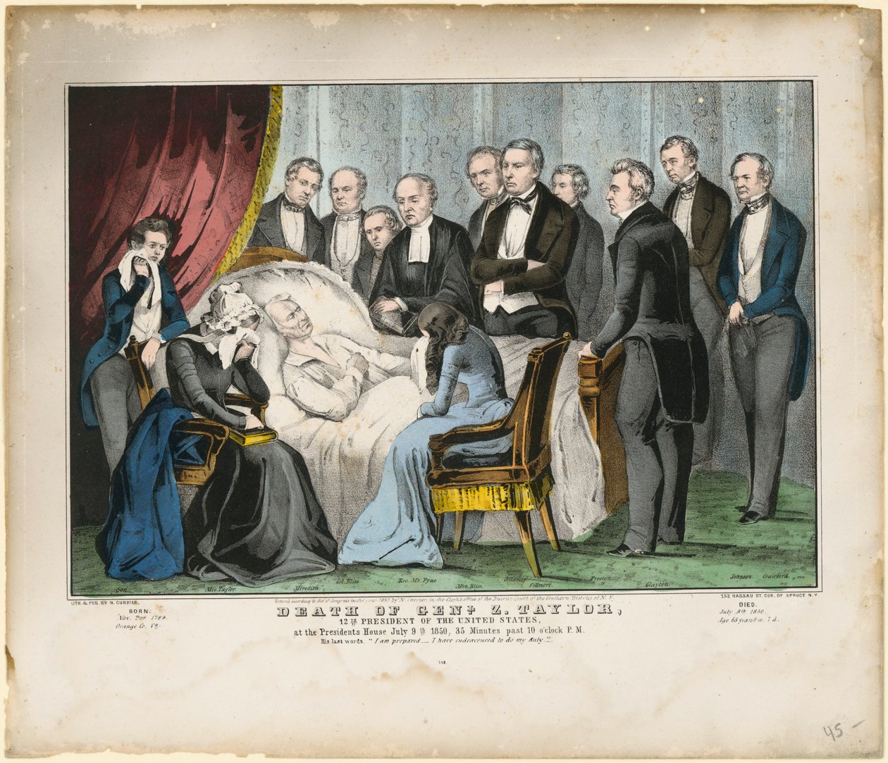 General Zachary Taylors død af Nathaniel Currier