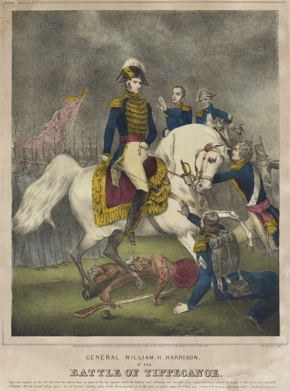 General William H. Harrison i slaget ved Tippecanoe af Nathaniel Currier