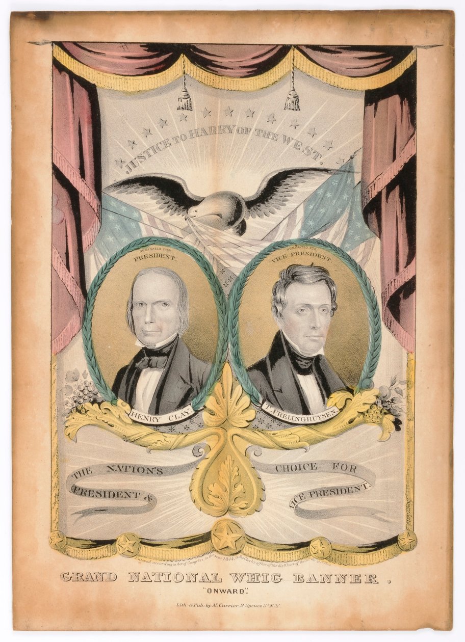 Grand National Whig Banner, "Fremad" af Nathaniel Currier