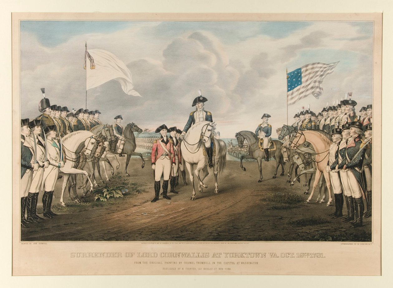 Surrender of Cornwallis i Yorktown, Va. 19. oktober 1781 / Fra det originale maleri af oberst Trumbull, malet af John Trumbull af Nathaniel Currier