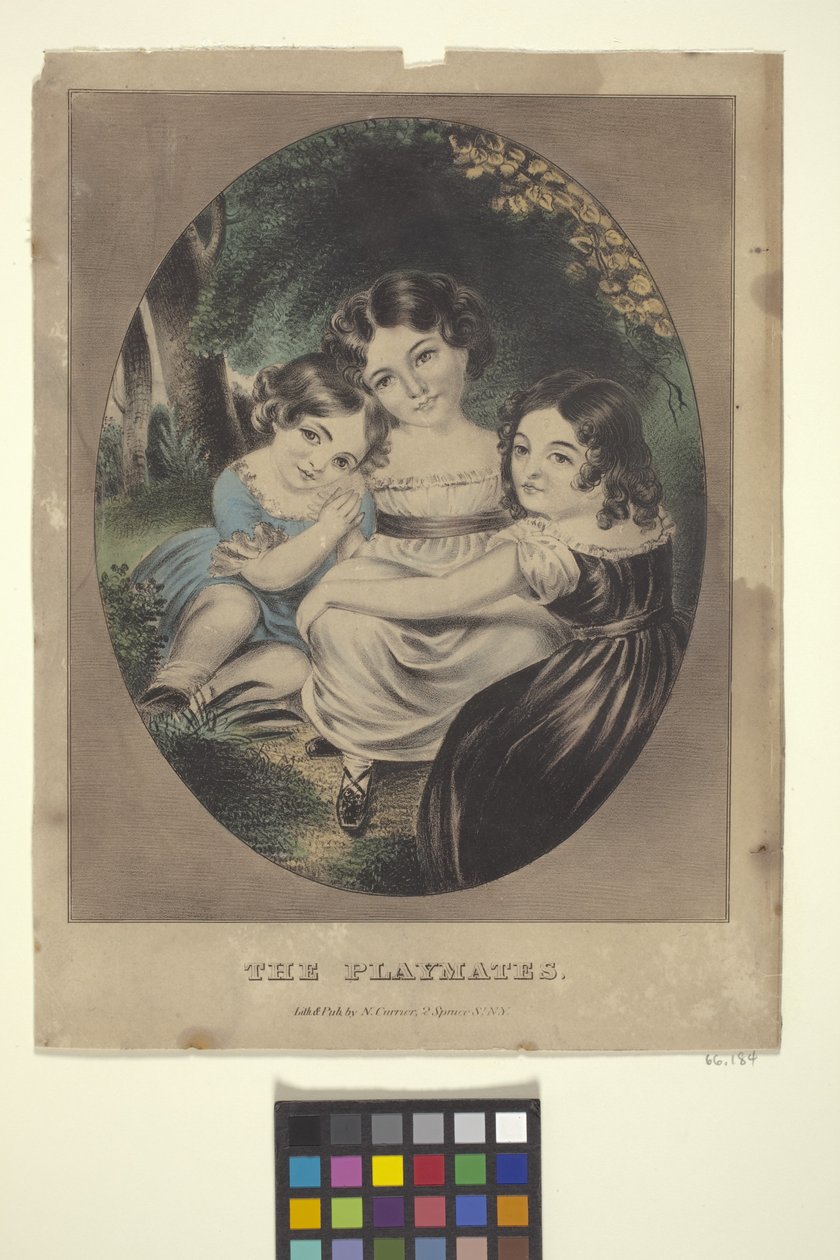 Legekammeraterne (håndkoloreret litografi) af Nathaniel Currier