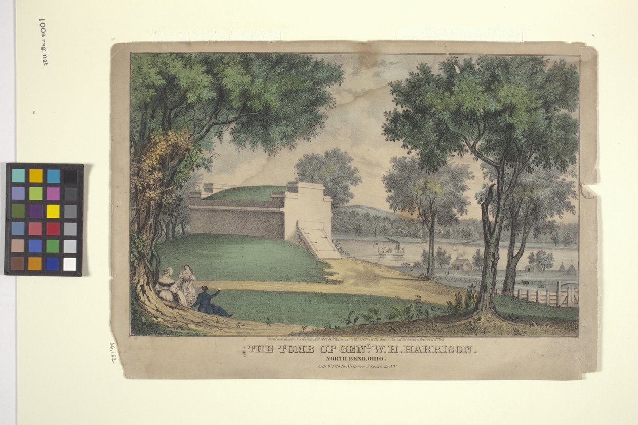 Graven af genl. W. H. Harrison (håndkoloreret litografi) af Nathaniel Currier