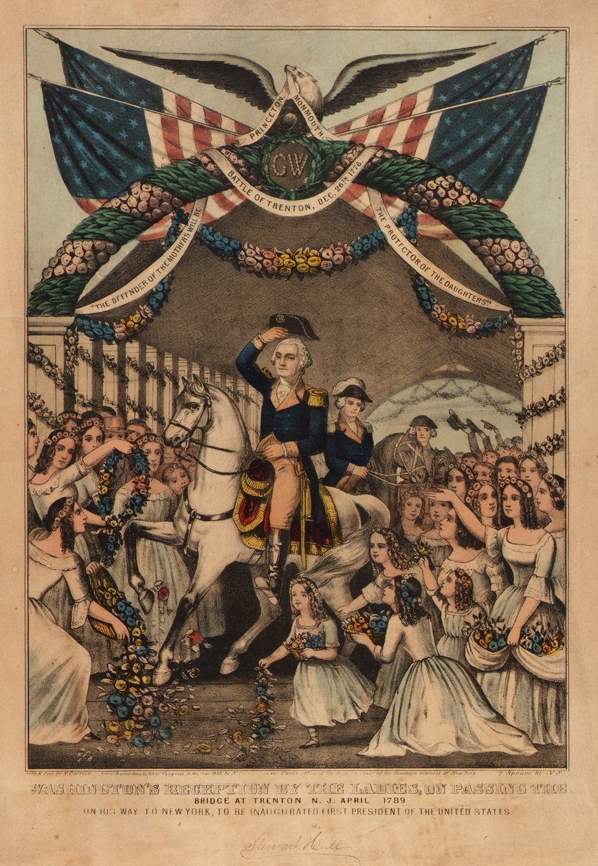 Washingtons modtagelse af damerne af Nathaniel Currier