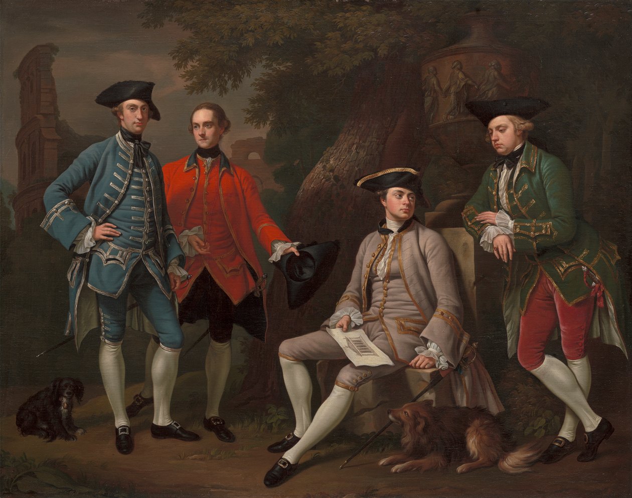 James Grant fra Grant, John Mytton, hon. Thomas Robinson og Thomas Wynne af Nathaniel Dance