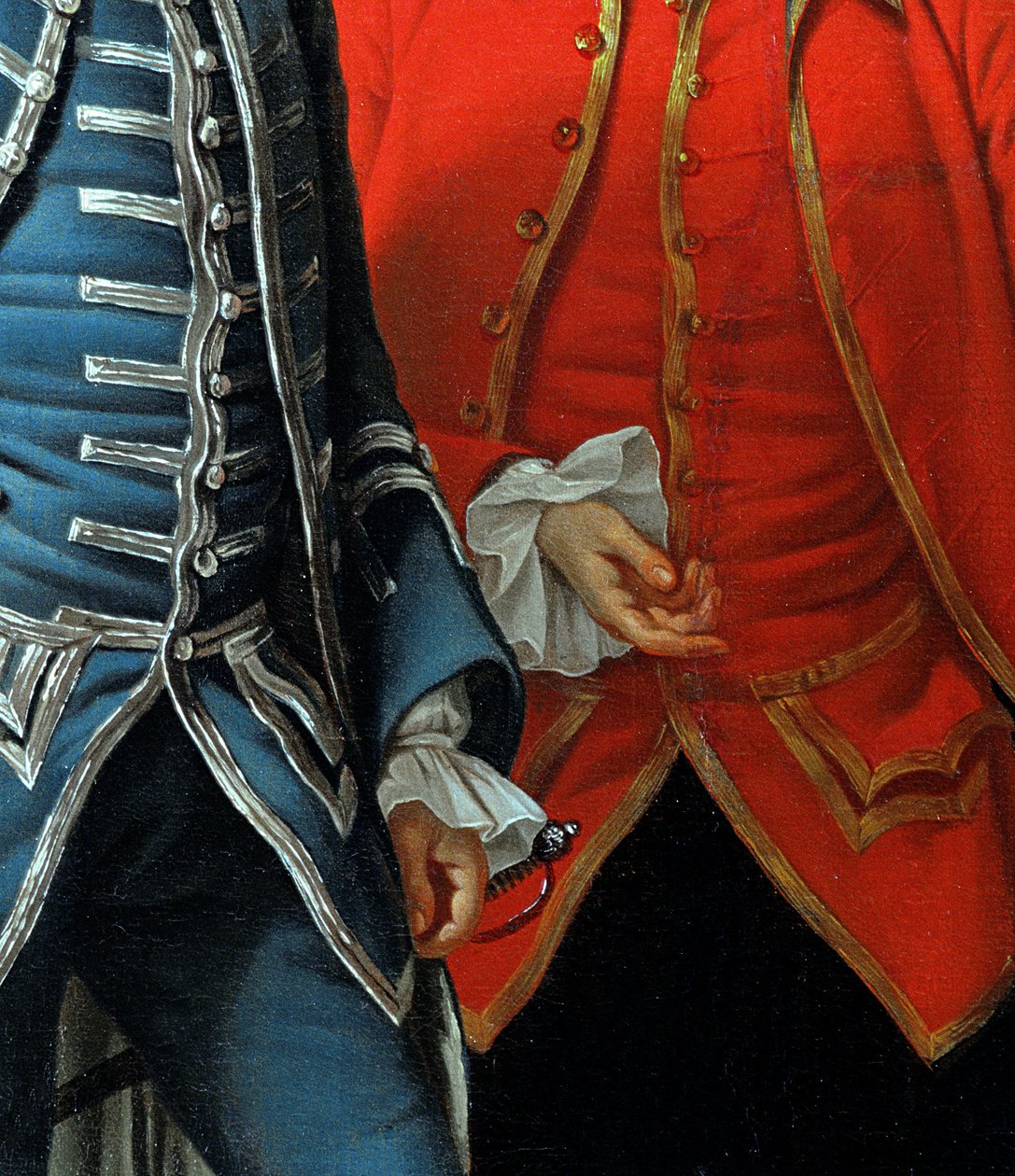 James Grant af Grant, John Mytton, den ærede Thomas Robinson og Thomas Wynne, c.1760 detalje af 162478 olie på lærred af Nathaniel Dance Holland