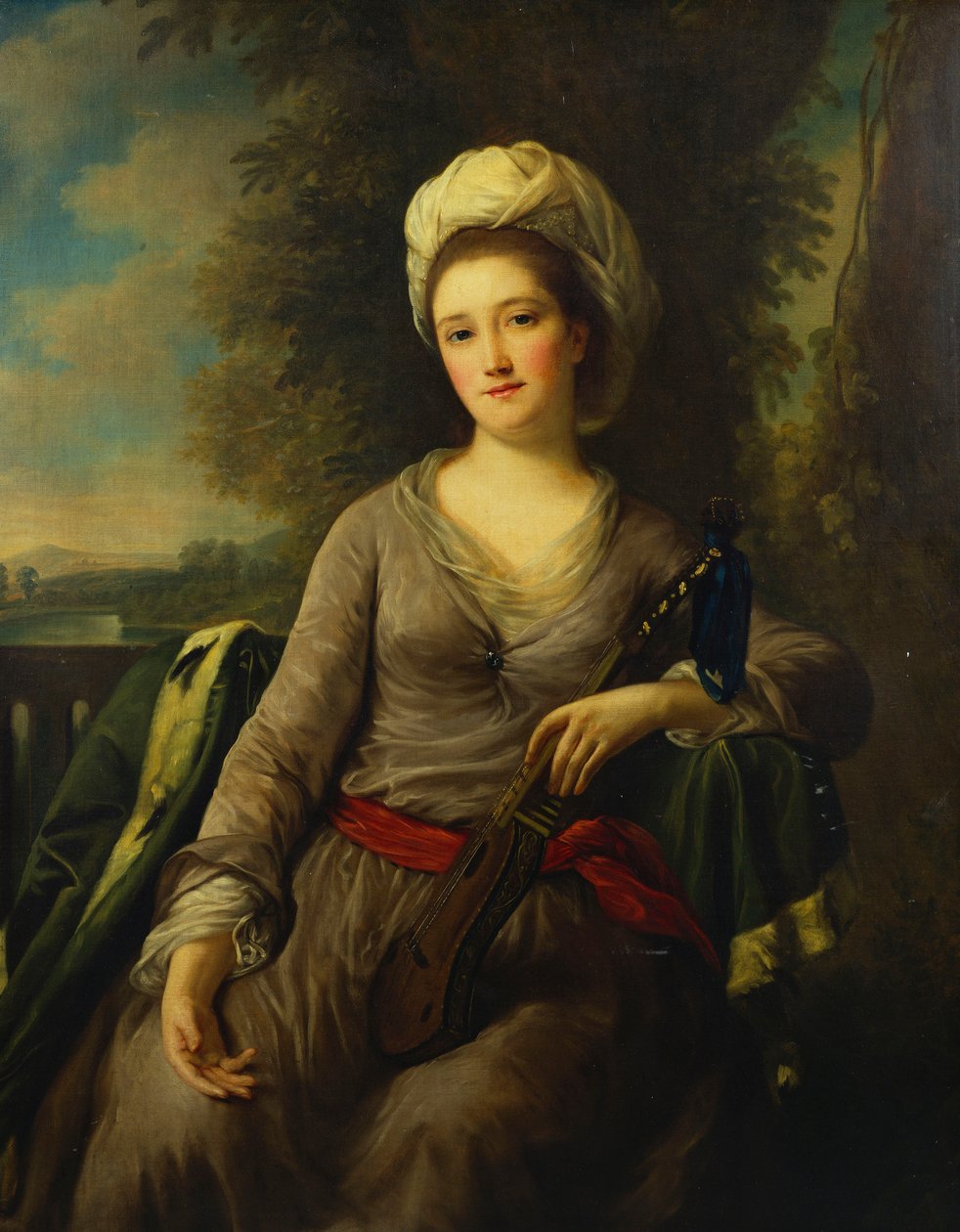 Portræt af en dame, menes at være fru Wells af Nathaniel Dance Holland