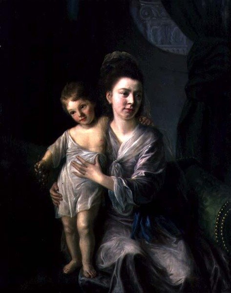 Anne Gardiner med sin ældste søn Kirkman af Nathaniel Hone