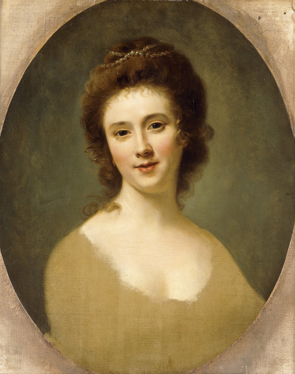 Portræt af Miss Sunning, hoved og skuldre, af Nathaniel Hone