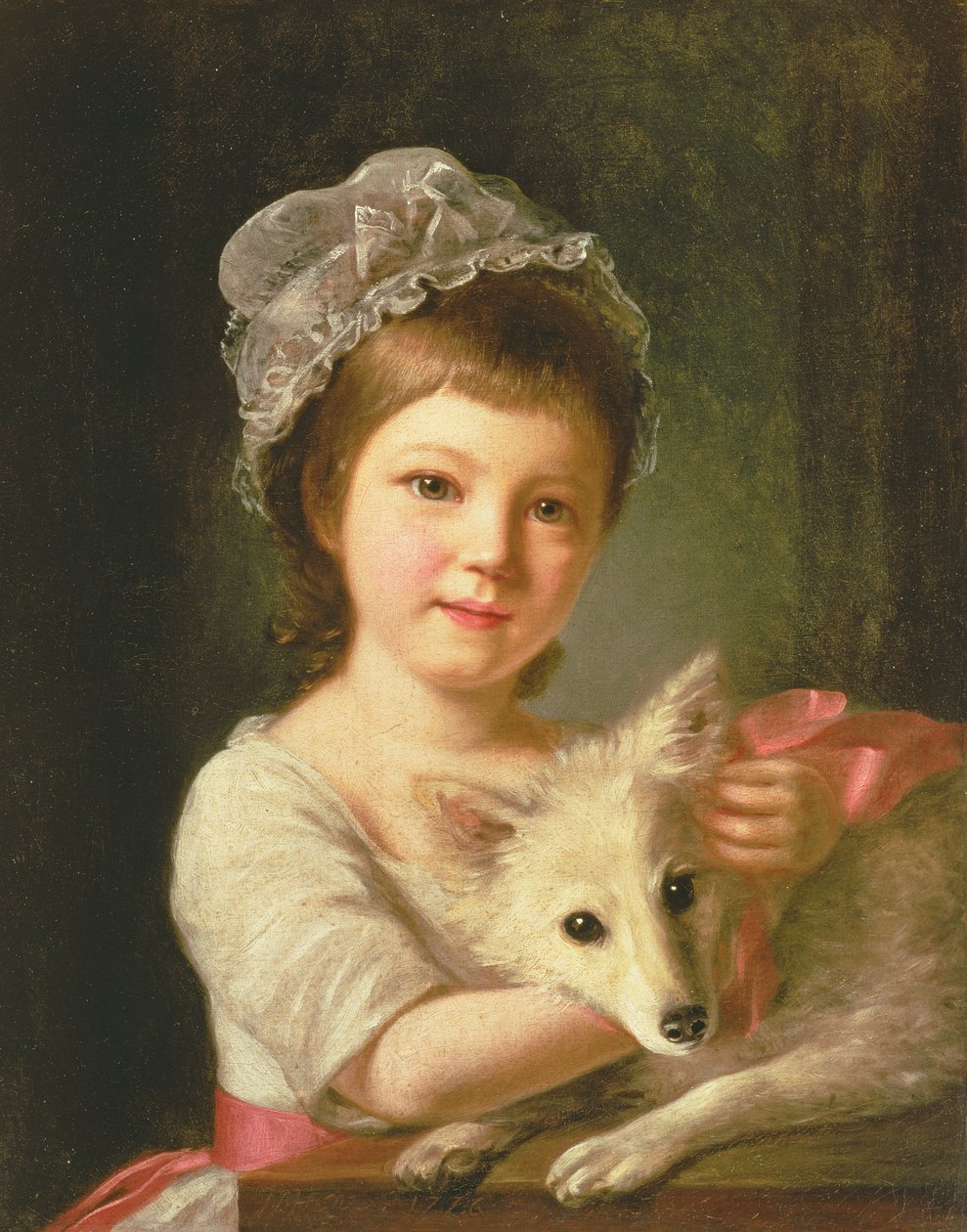 Ung pige med en hund, 1776 af Nathaniel Hone