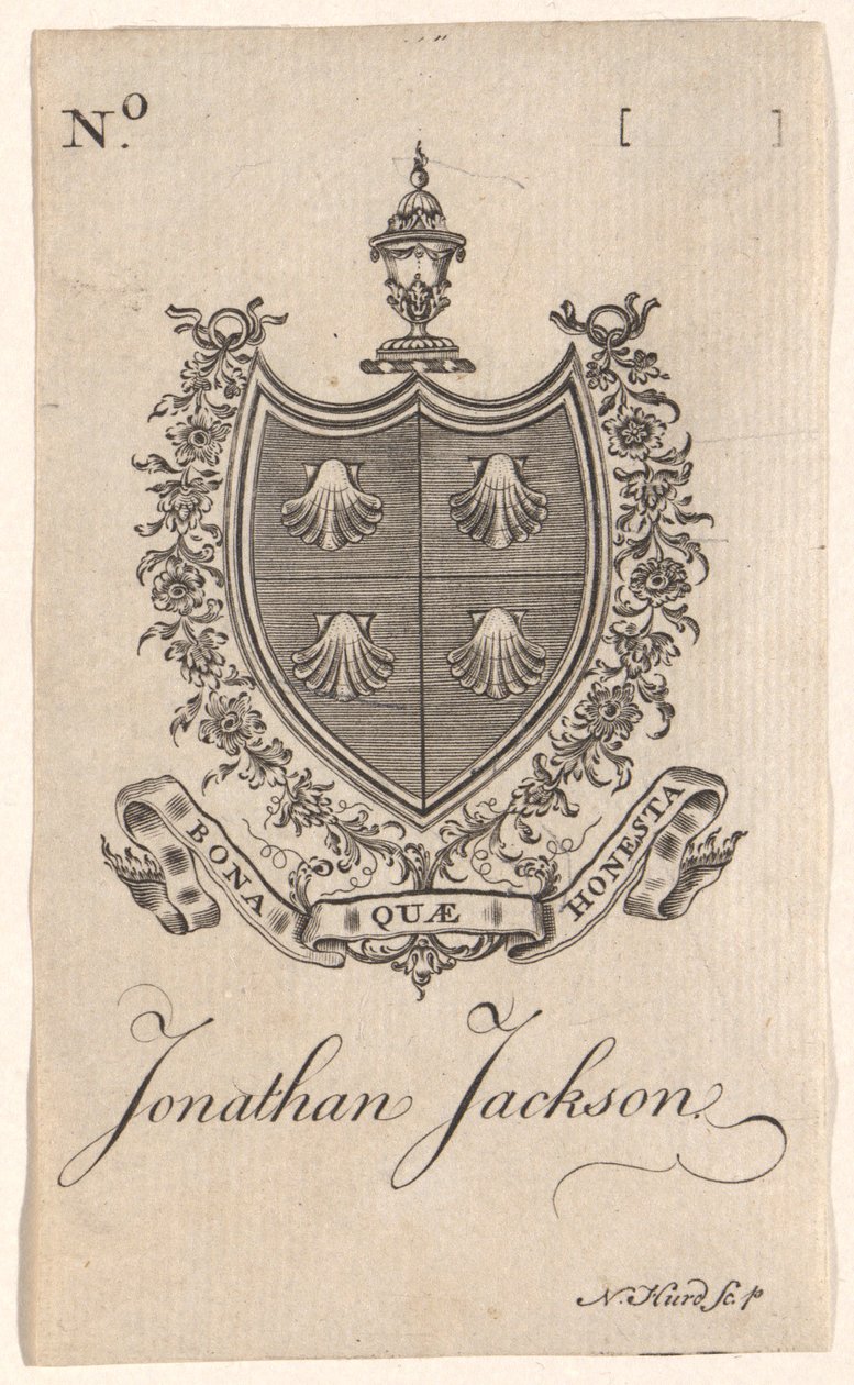 Bogplade af Jonathan Jackson af Nathaniel Hurd