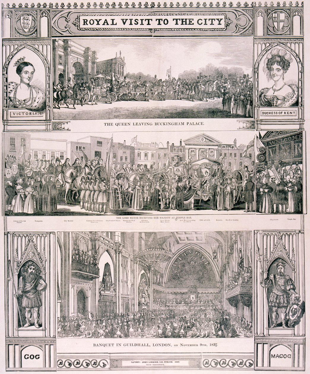 Dronning Victorias besøg i City of London, 1837 af Nathaniel Whittock