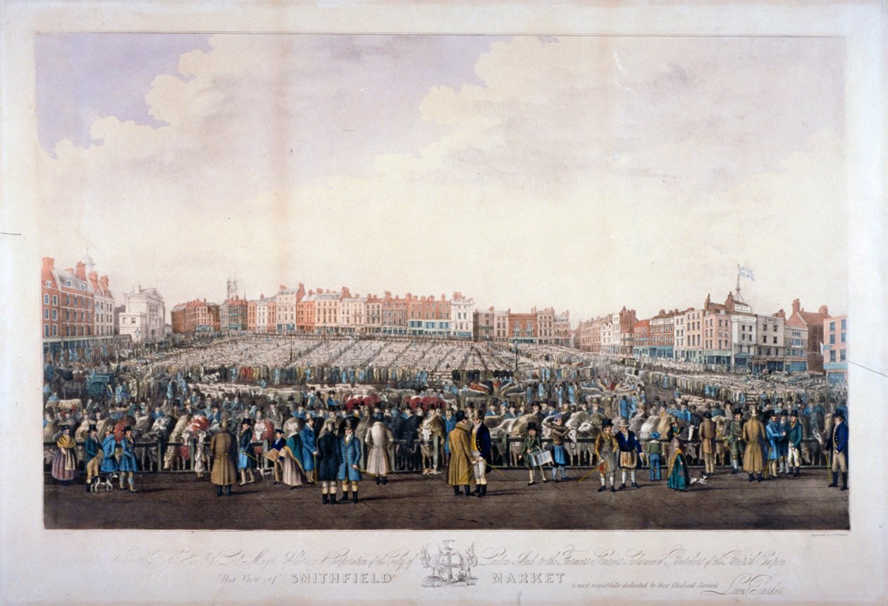 Smithfield Market, West Smithfield, City of London, c1825. af Nathaniel Whittock