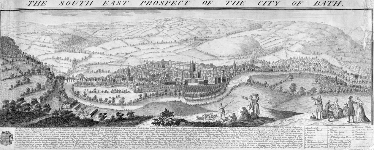 The South East Prospect of the City of Bath, 1734 af Nathaniel and Samuel Buck