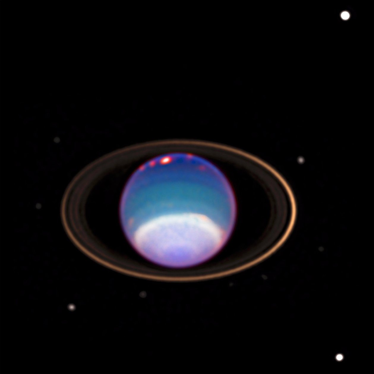 Billede af Uranus taget af Hubble-teleskopet. Den første planet opdaget i moderne tid, den blev først observeret af William Herschel i 1781. Credit NASA. Videnskab Astronomi Planetarisk rum af National Aeronautics and Space Administration National Aeronautics and Space Administration