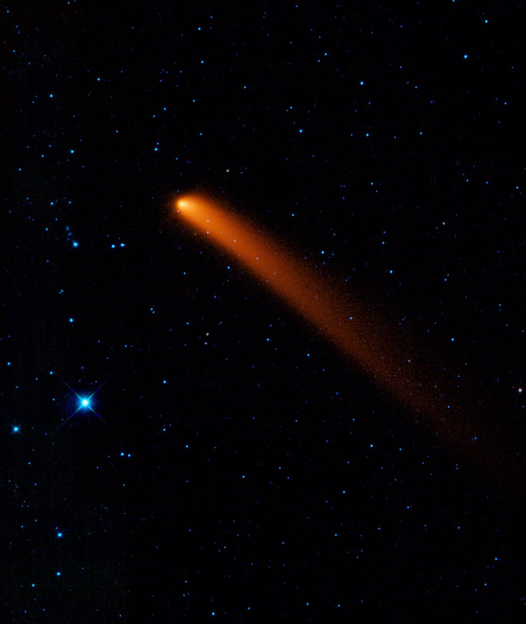 Infrarødt billede af Comet Siding Spring (C2007 Q3) opdaget i 2007 af observatører i Australien. Kredit NASA. Videnskab Astronomi af National Aeronautics and Space Administration National Aeronautics and Space Administration