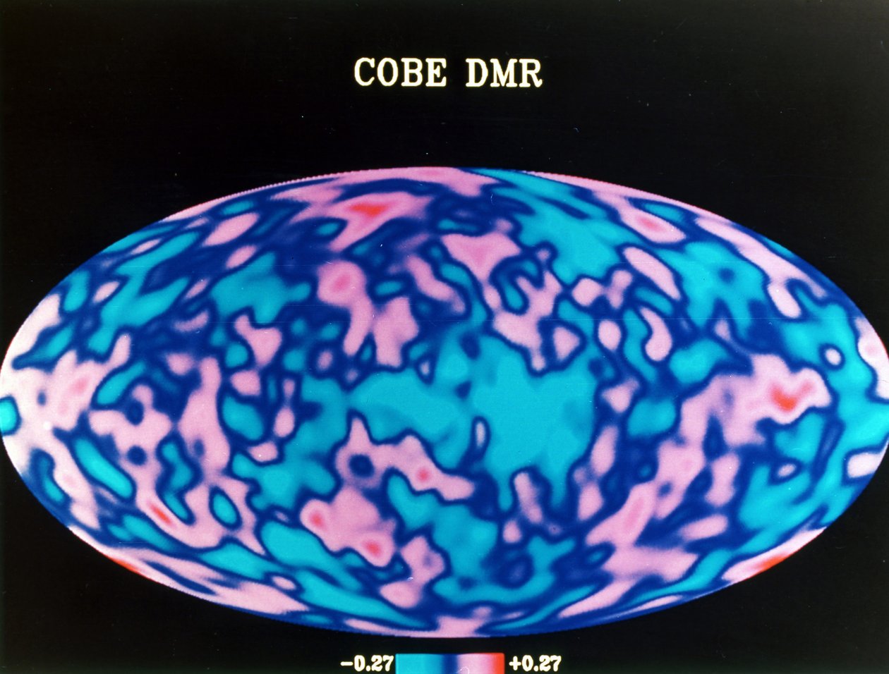 Mikrobølgekort over hele himlen produceret fra et års data fra COBE (Cosmic Background Explorer). NASA fotografi. af National Aeronautics and Space Administration National Aeronautics and Space Administration