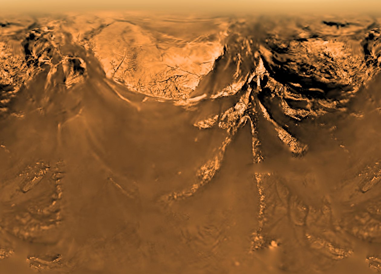 Huygens-sonden blev leveret til Billede af overfladen af Saturns måne Titan opnået af Huygens-sonden taget til Titan af Cassini-rumfartøjet. Kredit: NASA. Videnskab Astronomi Rumrejser af National Aeronautics and Space Administration National Aeronautics and Space Administration