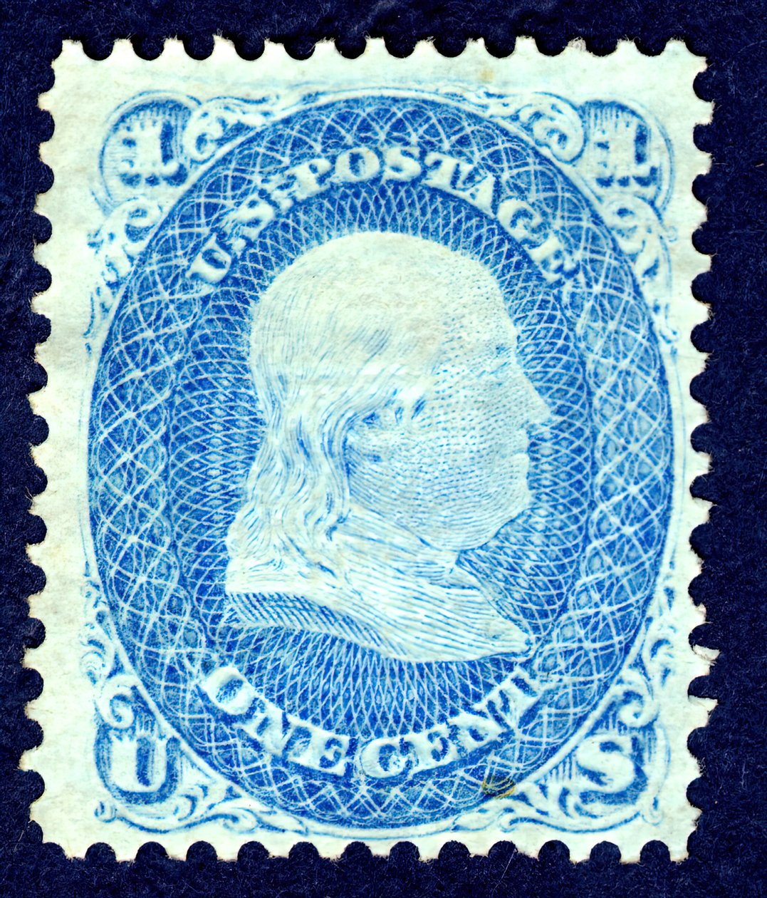 1c Franklin F Grill single, 1867. af National Bank Note Company