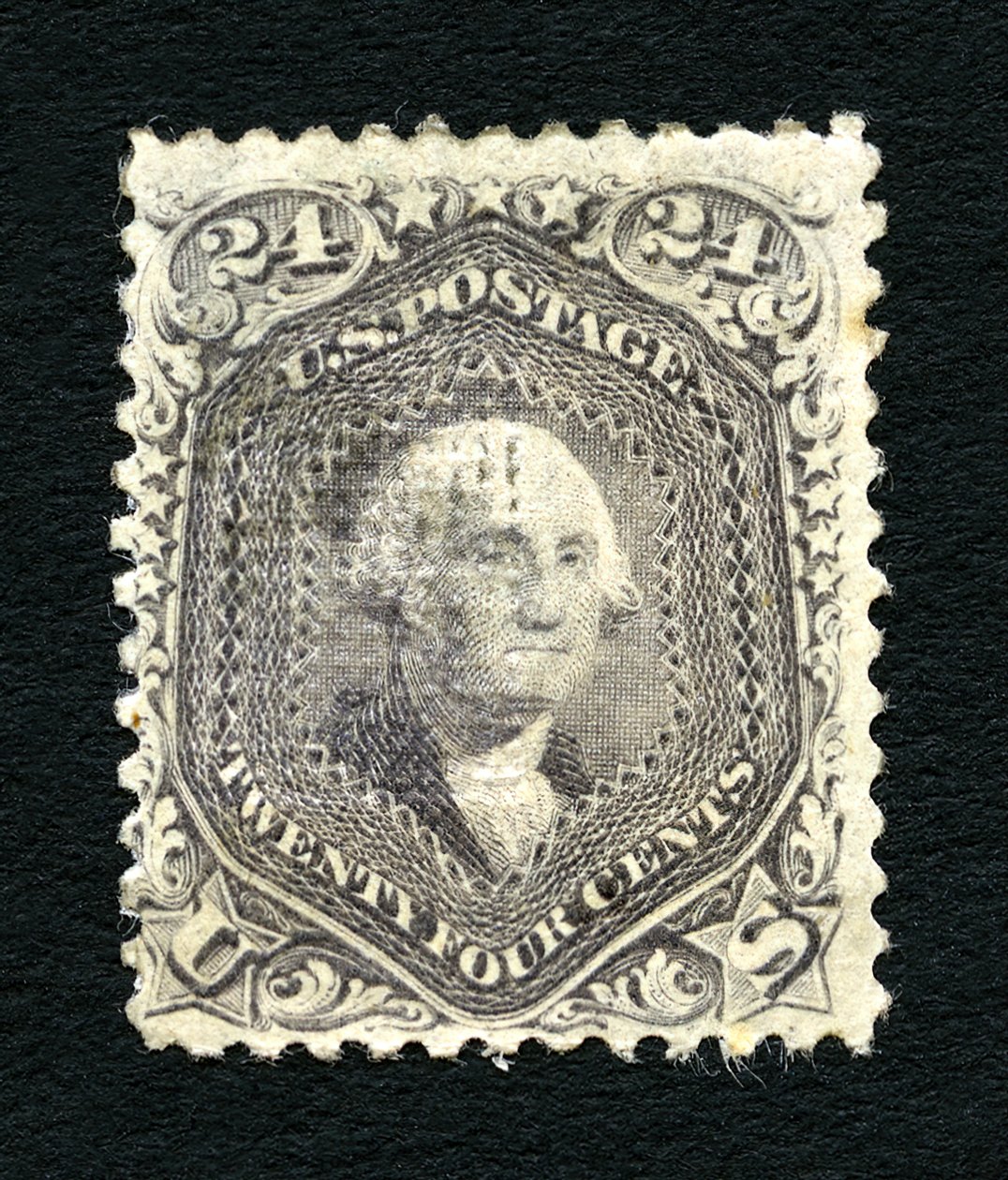 24c Washington F Grill single, 1867. af National Bank Note Company