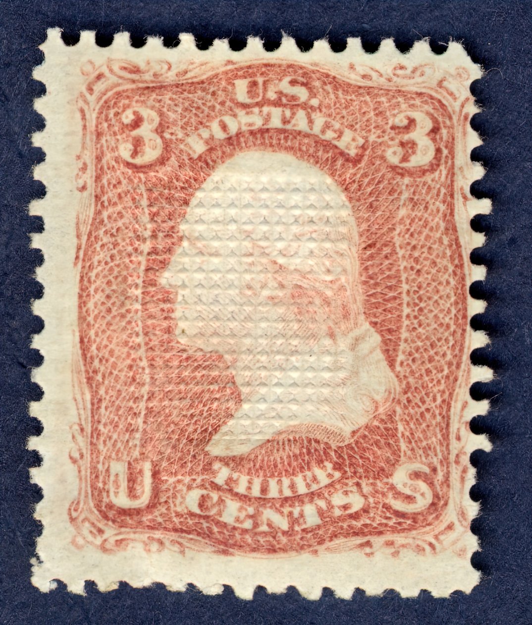 3c Washington E Grill single, 1868. af National Bank Note Company
