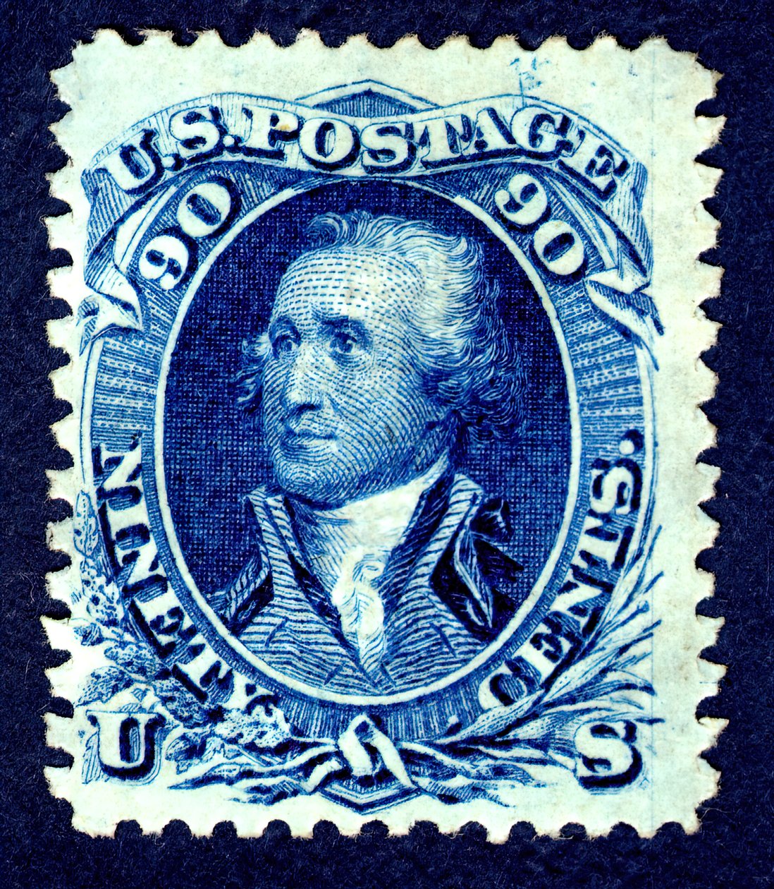 90c Washington F Grill single, 1867-1868. af National Bank Note Company