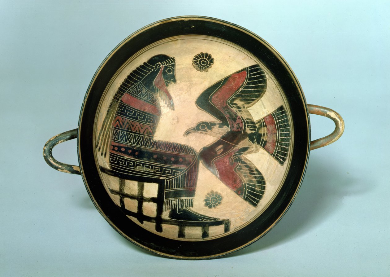 Lakonisk bæger forestillende Zeus og ørnen, ca. 550 f.Kr. (keramik) af Naukratis Painter