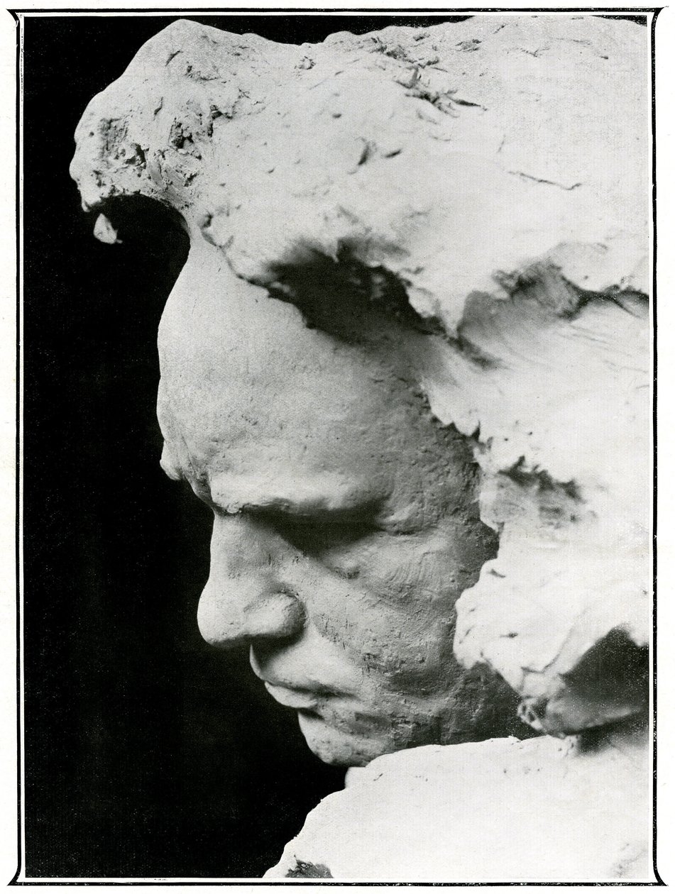 Profilansigt af Ludwig van Beethoven (1770-1827), detalje af en bronzebuste af Naum Aronson
