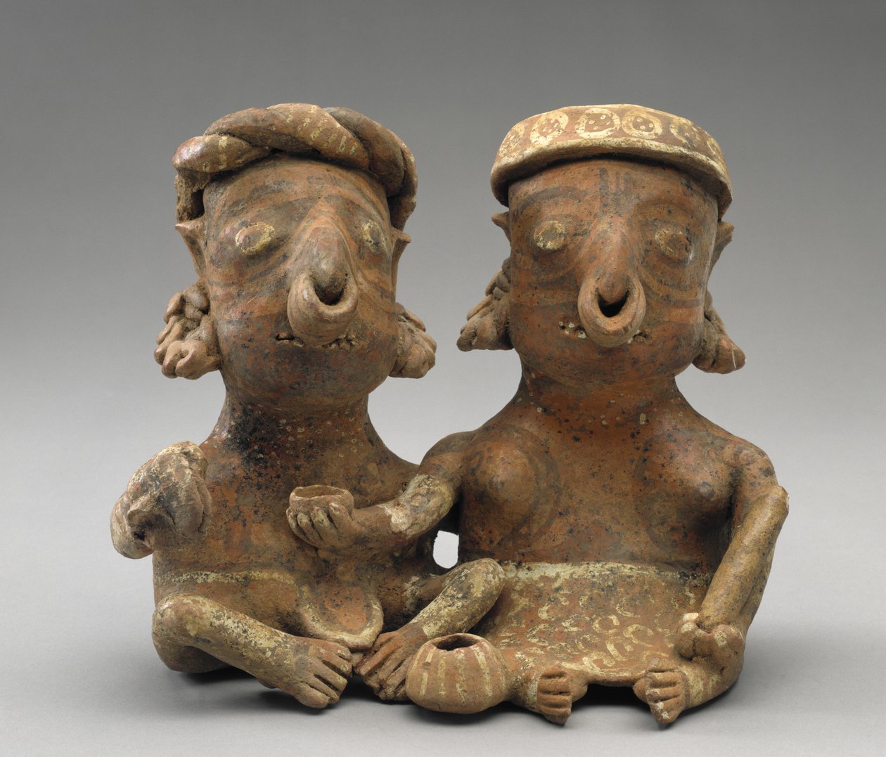 Sammenlagt ægtepar, 300 BC-AD 300 (lertøj med slip) af Nayarit Nayarit
