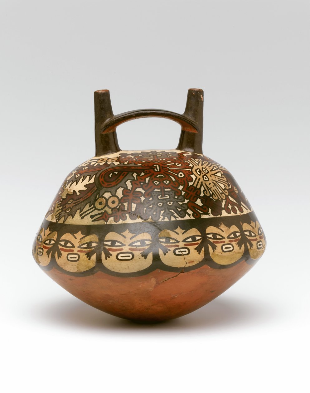 Dobbelt tud og broflaske, fra Peru, 100 BC-600 AD (keramik) af Nazca Culture