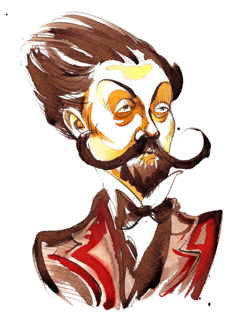 Alexander Skrjabin (russisk komponist, 1872-1915) farvekarikatur af Neale Osborne