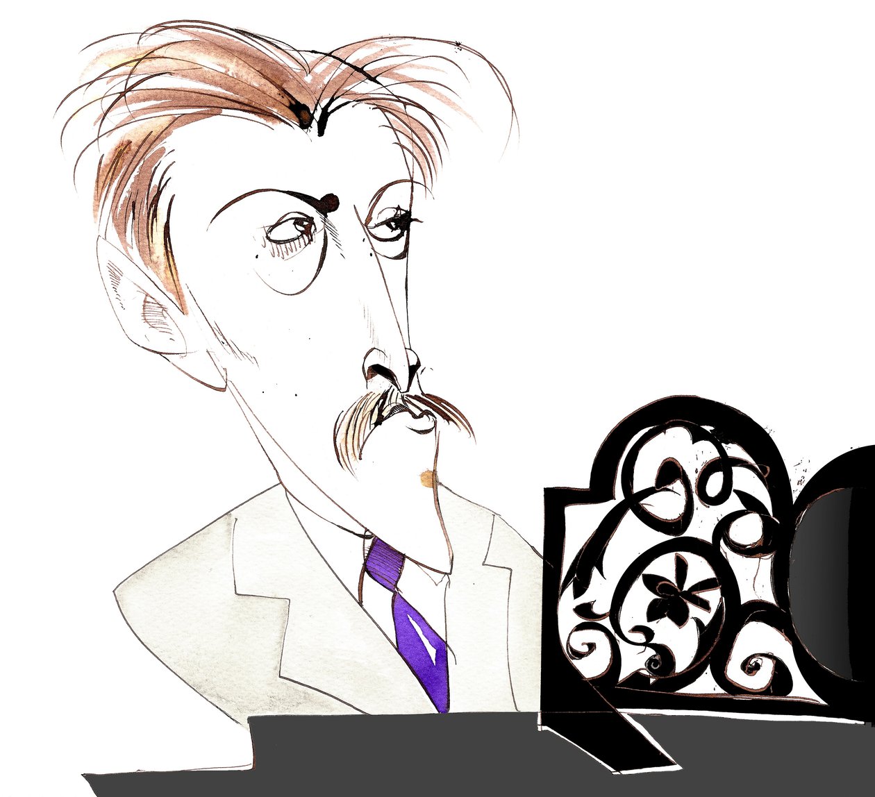 Arthur Bliss - engelsk komponist og dirigent (1891-1975); karikatur af Neale Osborne