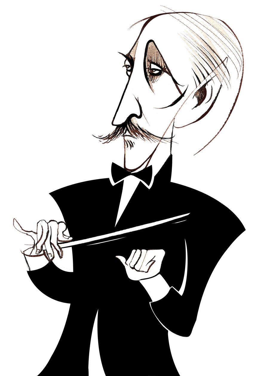 Arturo Toscanini, italiensk dirigent, (1867 - 1957) karikatur af Neale Osborne
