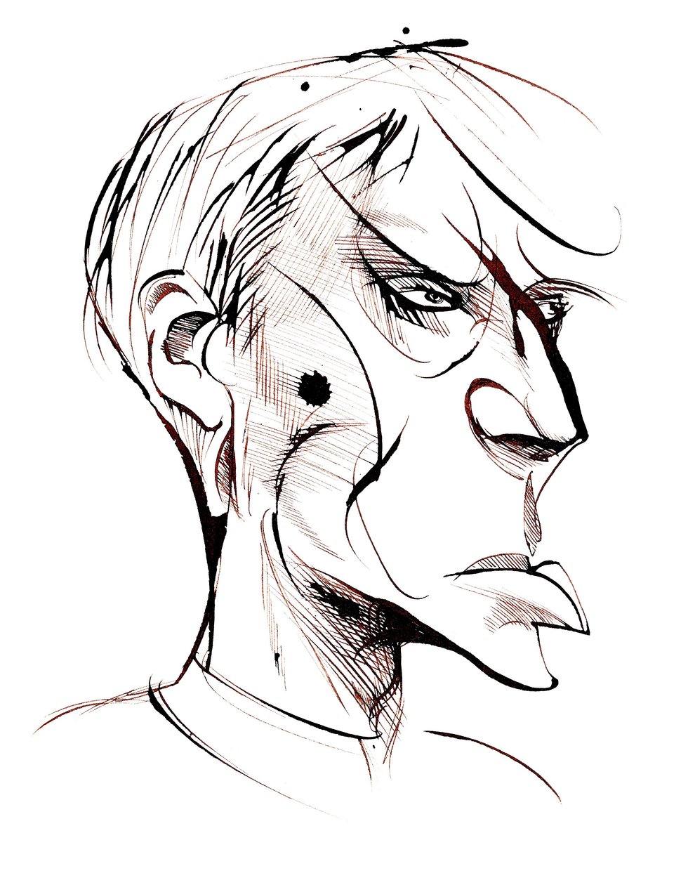 Boris Pasternak, russisk digter og romanforfatter (1890-1960), sepia-karikatur af Neale Osborne