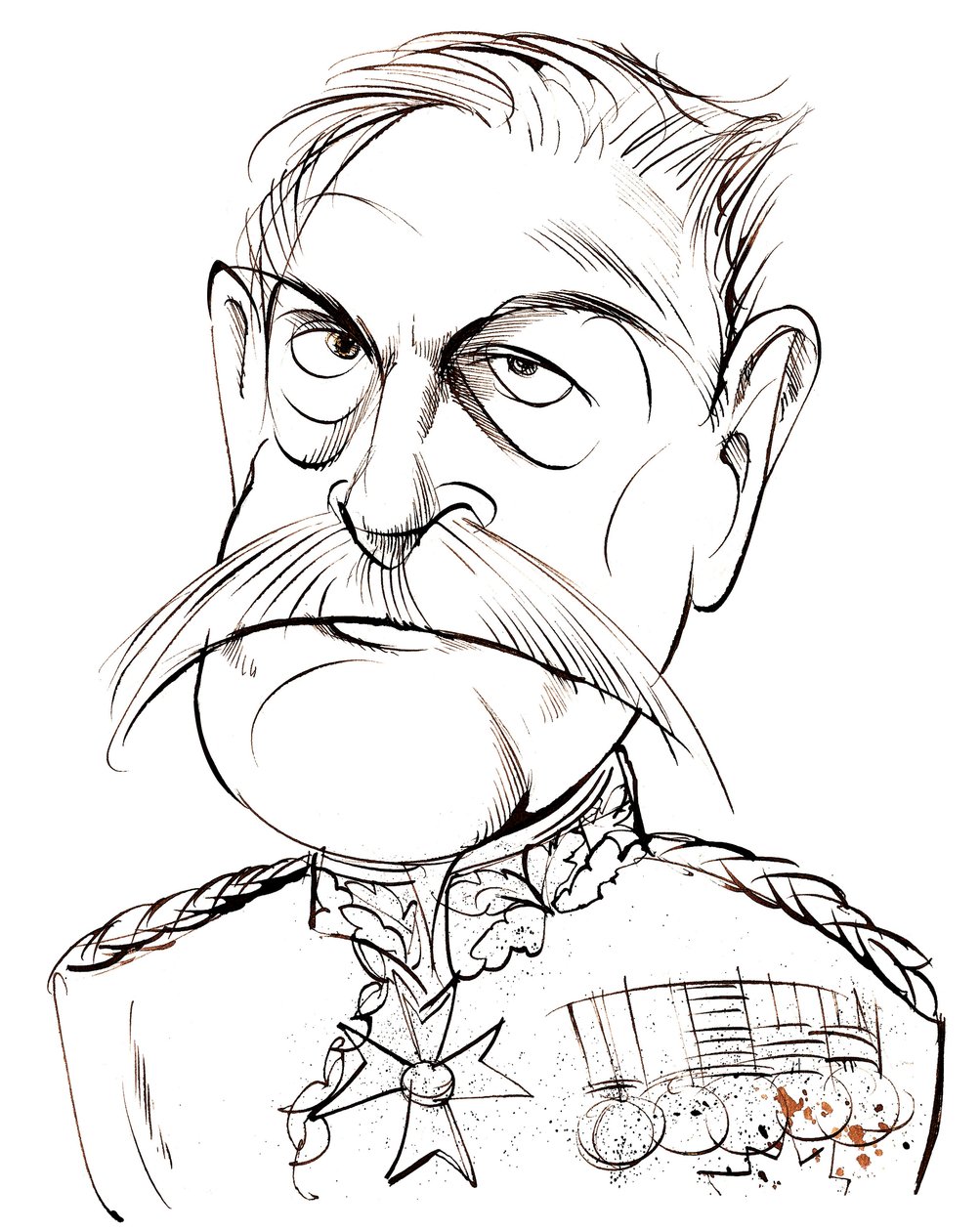 Britisk feltmarskal, førstejarl Haig af Bemersyde (1861-1928); karikatur af Neale Osborne