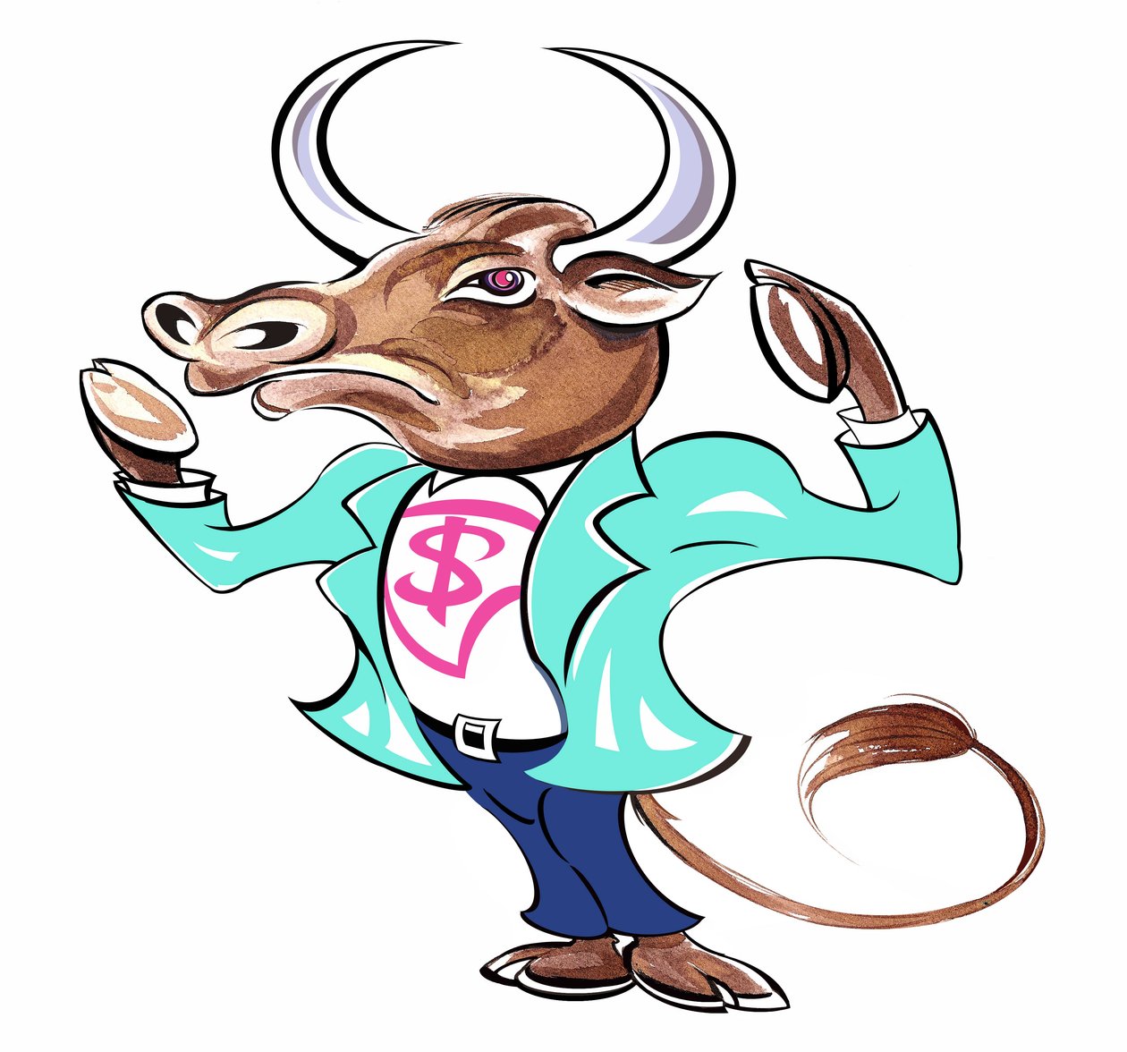 bull marketing - allegorisk illustration af Neale Osborne